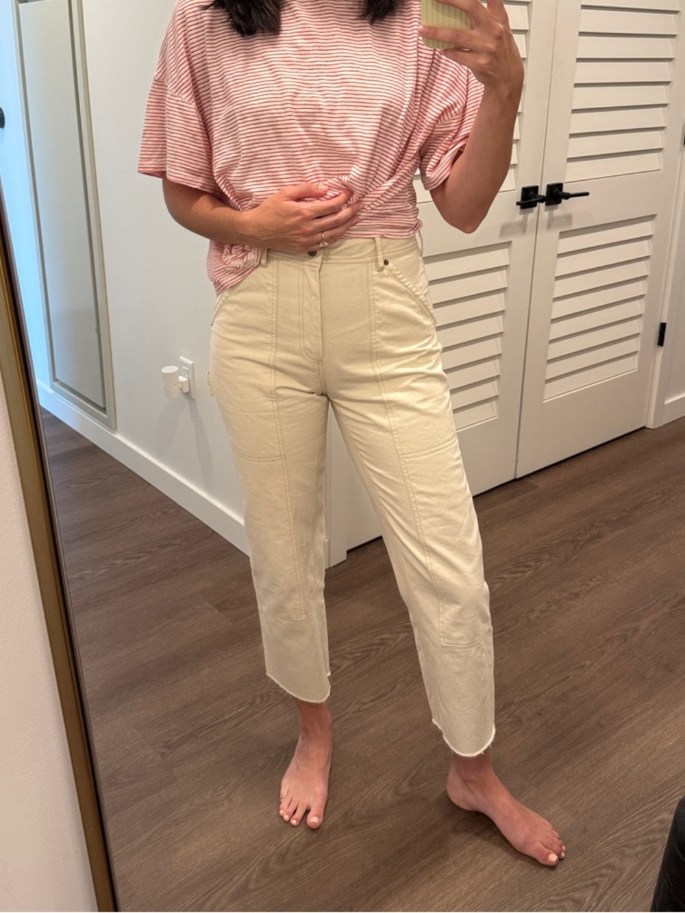 Loeffler Randal Cream Carpenter Pants